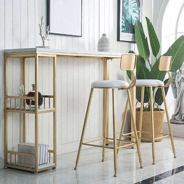 Glam1/2/3 Pieces Bar Table Set Rectangle Marble Counter Table with High Stools