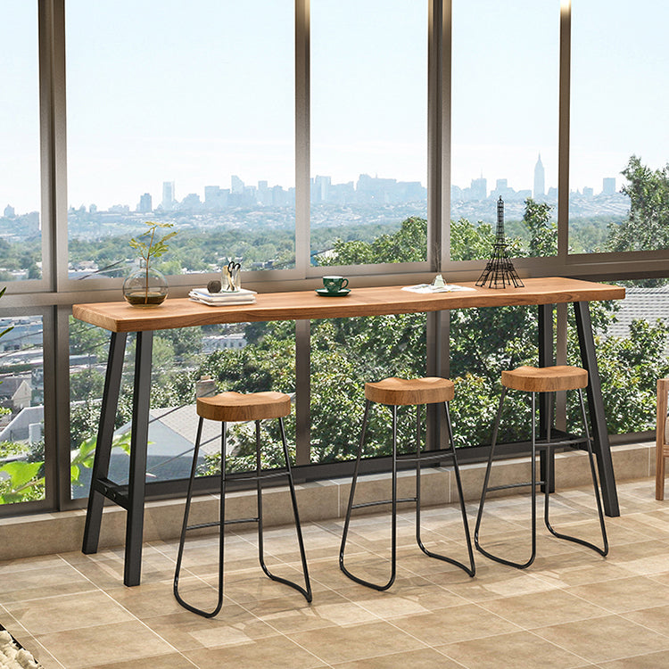 Solid Wood Bar Table Set Industrial 1/2/4 Pieces Metal Counter Set for Home Use