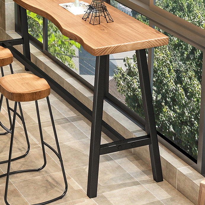 Solid Wood Bar Table Set Industrial 1/2/4 Pieces Metal Counter Set for Home Use