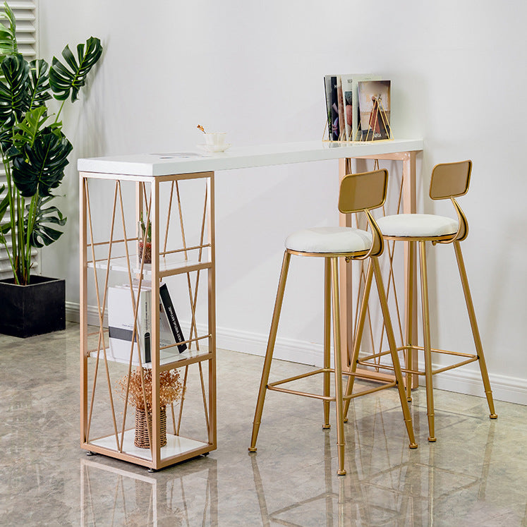 Glam1/2/3 Pieces Bar Table Set Rectangle Counter Table with High Stools for Home