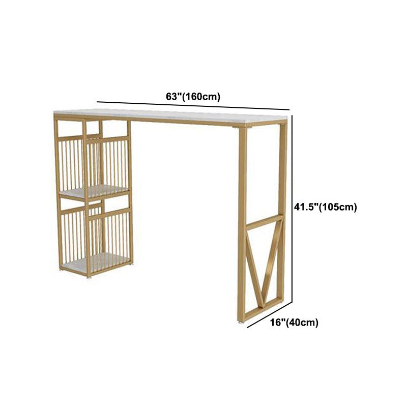 Glam1/3 Pieces Bar Table Set Rectangle Marble Counter Table with High Stools