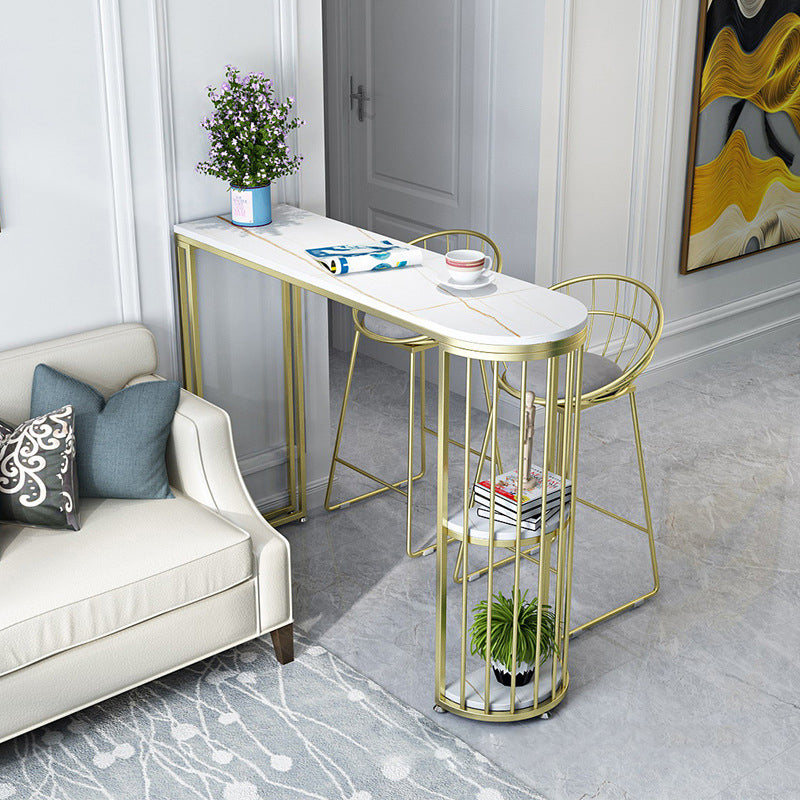 Glam Style 1/2/3 Pieces Sintered Stone Bar Table Set Fixed Table Counter Set for Home Use