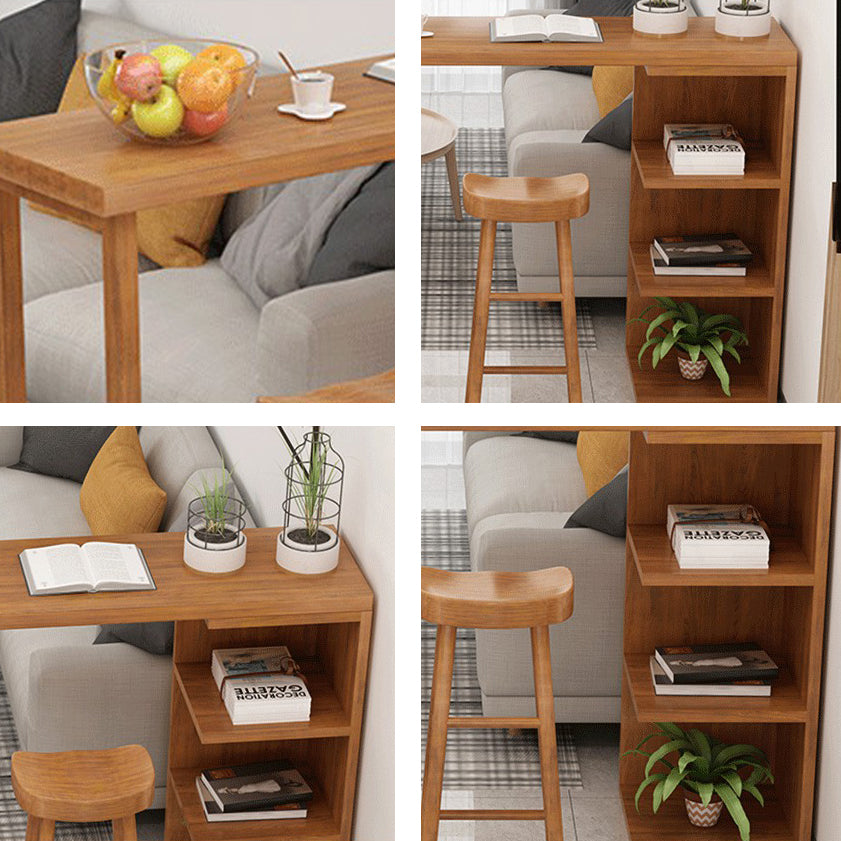 Industrial 1/2/3 Pieces Solid Wood Bar Table Set Fixed Counter Set for Home Use