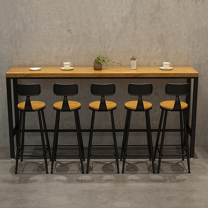 Industrial 1/2/6/11 Pieces Solid Wood Bar Table Set Fixed Counter Set for Home Use