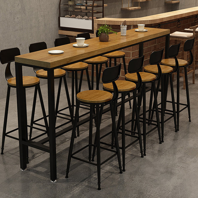 Industrial 1/2/6/11 Pieces Solid Wood Bar Table Set Fixed Counter Set for Home Use