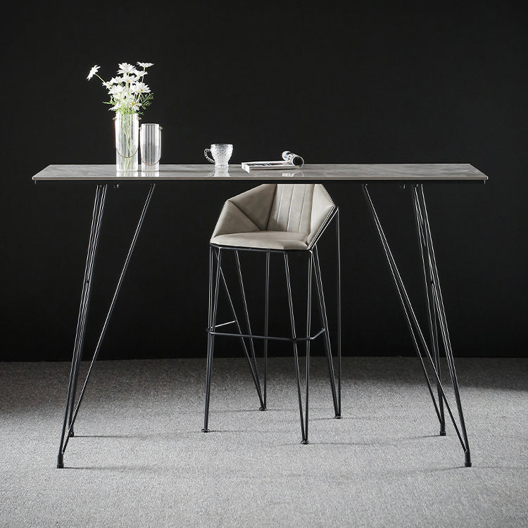 Modern Bar Table Set 1/2/3 Pieces Rectangle Stone Counter Table with High Stools