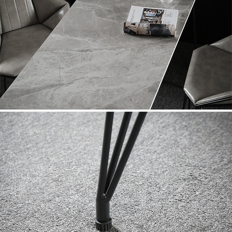 Modern Bar Table Set 1/2/3 Pieces Rectangle Stone Counter Table with High Stools