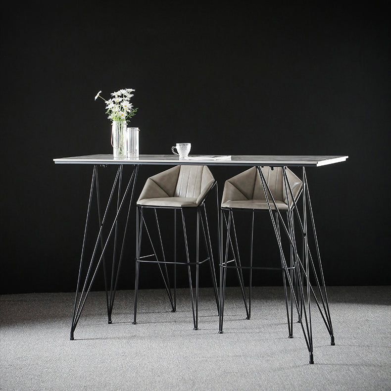 Modern Bar Table Set 1/2/3 Pieces Rectangle Stone Counter Table with High Stools