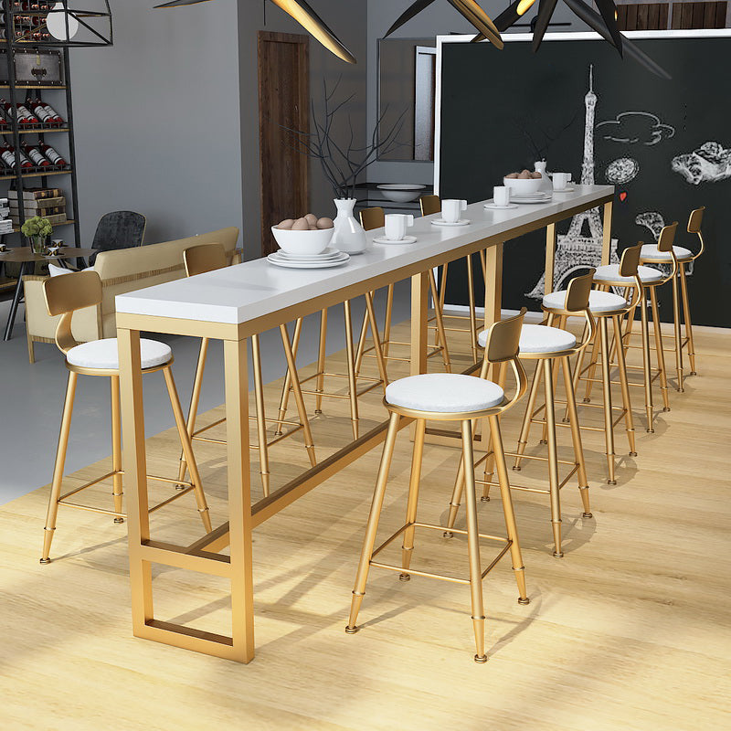 Glam Bar Table Set 1/4 Pieces Rectangle Wood Counter Table with High Stools