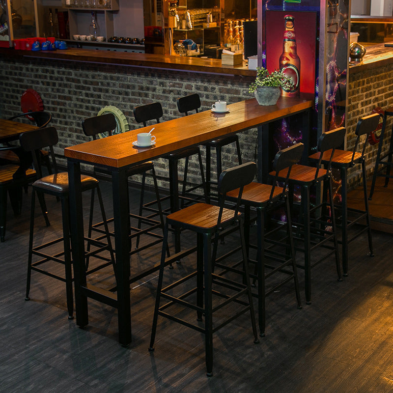 Industrial 1/9 Pieces Bar Table Set Rectangle Pine Wood Counter Table with Stools