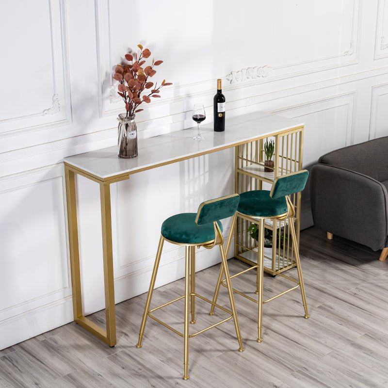 Modern 1/3 Pieces Bar Table Set Rectangle Stone Counter Table with High Stools for Cafe