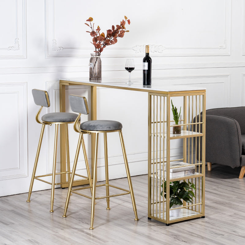 Modern 1/3 Pieces Bar Table Set Rectangle Stone Counter Table with High Stools for Cafe