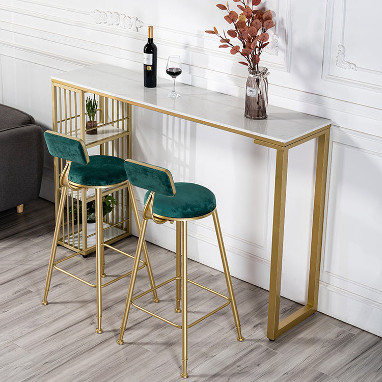 Modern 1/3 Pieces Bar Table Set Rectangle Stone Counter Table with High Stools for Cafe