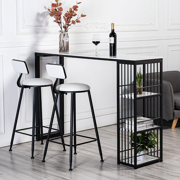 Modern 1/3 Pieces Bar Table Set Rectangle Stone Counter Table with High Stools for Cafe