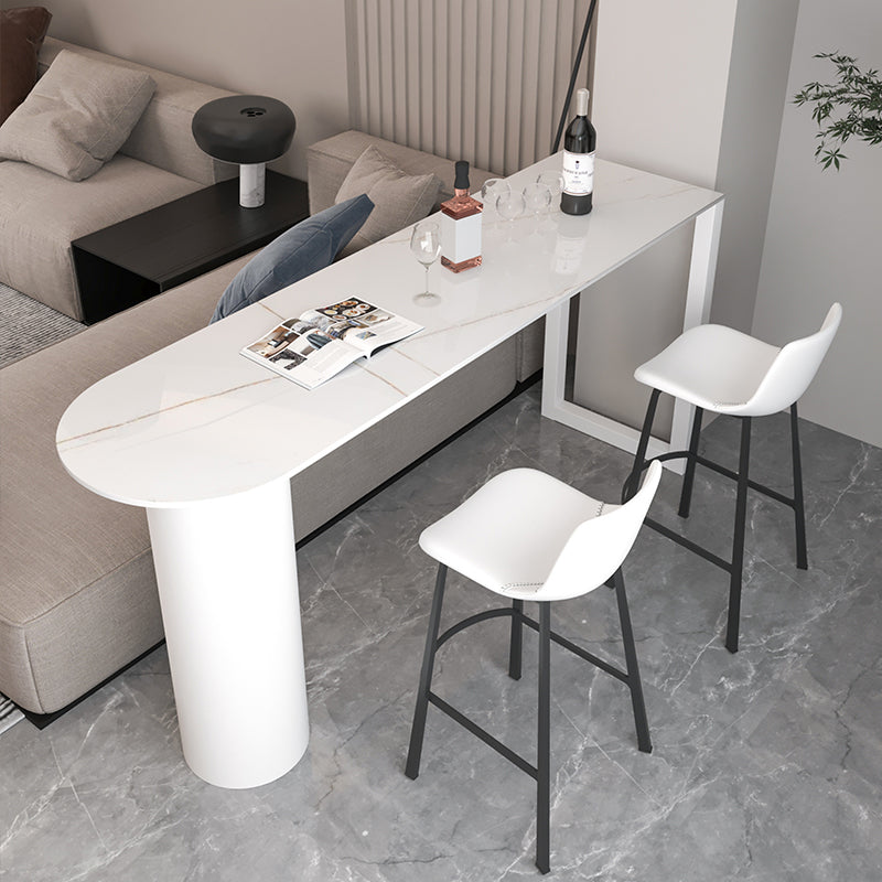 Modern 1/3 Pieces Bar Table Set Stone Counter Table with High Stools for Dining Room