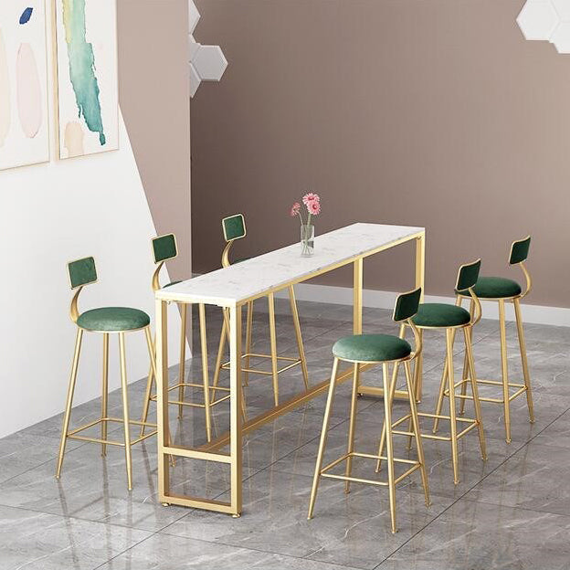 Glam 1/4/7 Pieces Bar Table Set Rectangle Stone Counter Table with High Stools for  Cafe