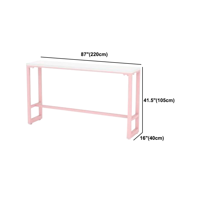 Modern 1/5 Pieces Bar Table Set Rectangle Stone Counter Table with High Stools for Cafe