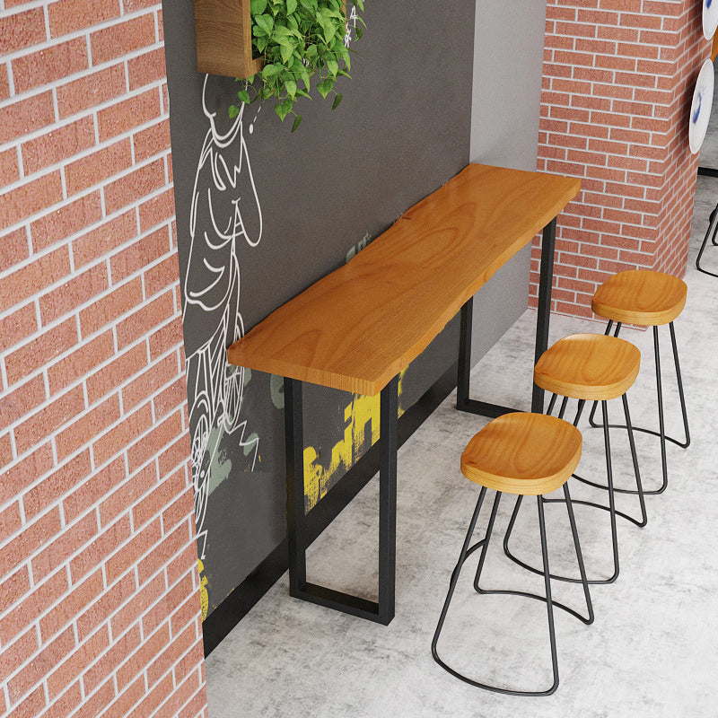 Industrial 1/4 Pieces Bar Table Set Rectangle Pine Wood Counter Table with High Stools