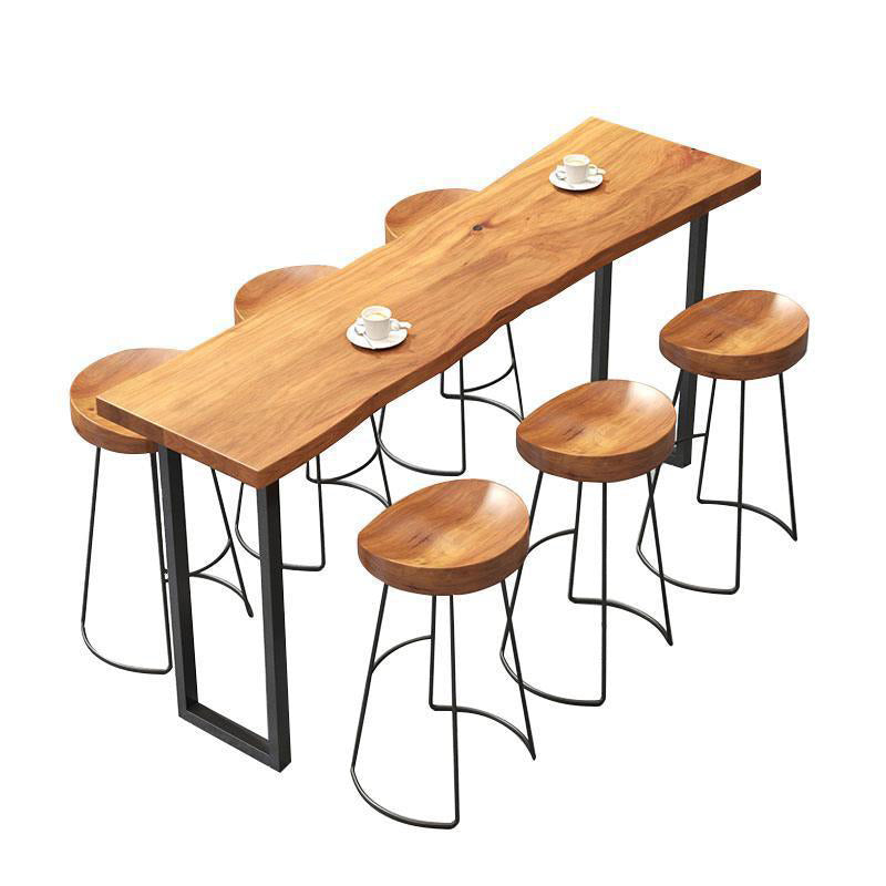 1/2/7 Pieces Modern Rectangle Pub Table Set Wooden Counter Table with Backless Stools
