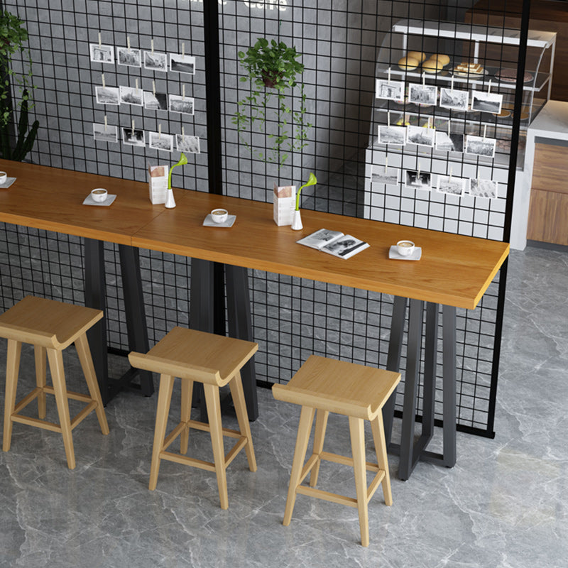 Modern Rectangular Pub Table Set 1/2/3 Pieces Wooden Counter Table with Backless Stools