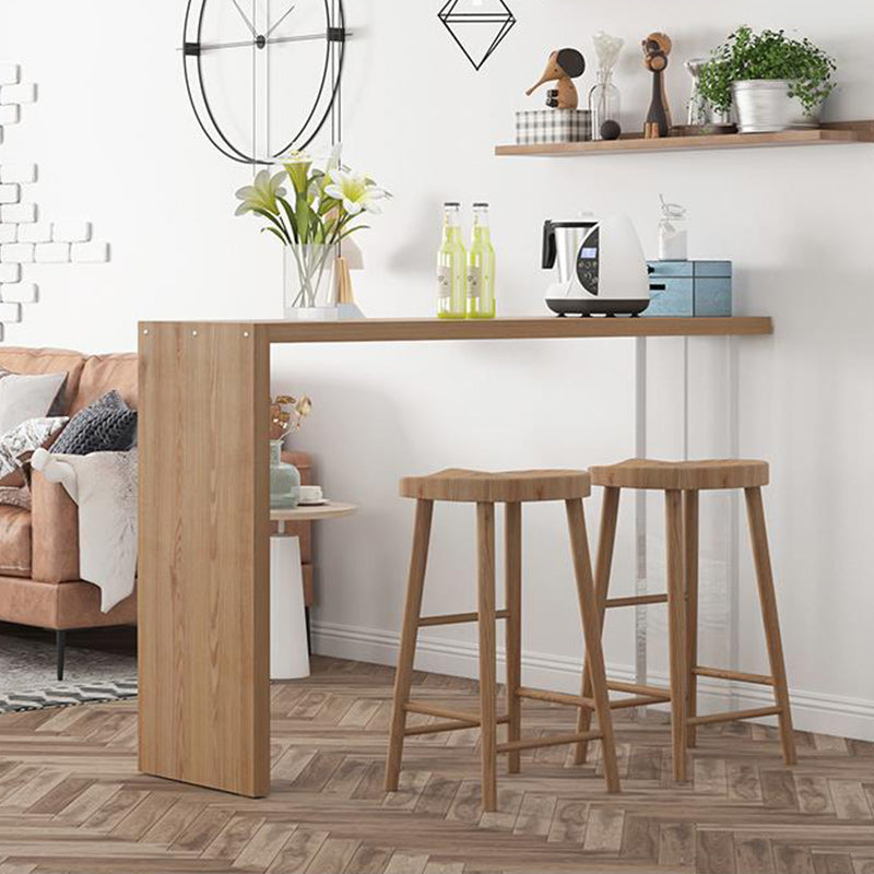 1/4 Pieces Modern Rectangular Pub Table Set Wooden Counter Table with Backless Stools