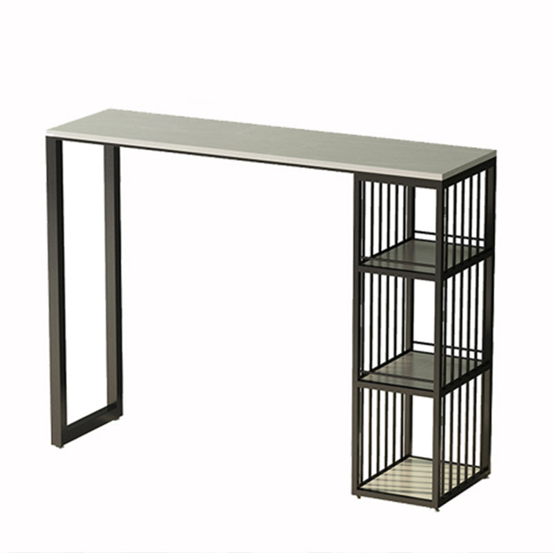 Modern 1/3 Pieces Bar Table Set Rectangle Stone Counter Table with Stools for Living Room