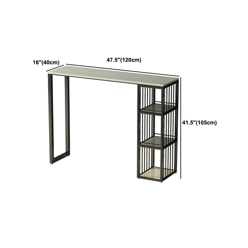 Modern 1/3 Pieces Bar Table Set Rectangle Stone Counter Table with Stools for Living Room