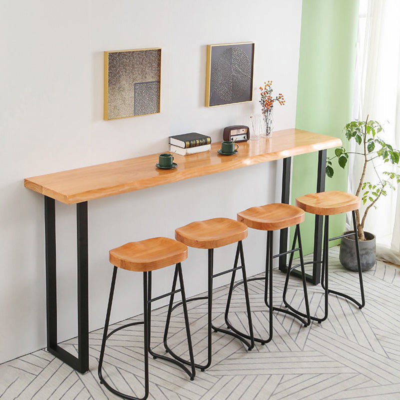 Modern Style Bar Table Set 1/2/5 Pieces Rectangle Bar Table with High Wood Stools