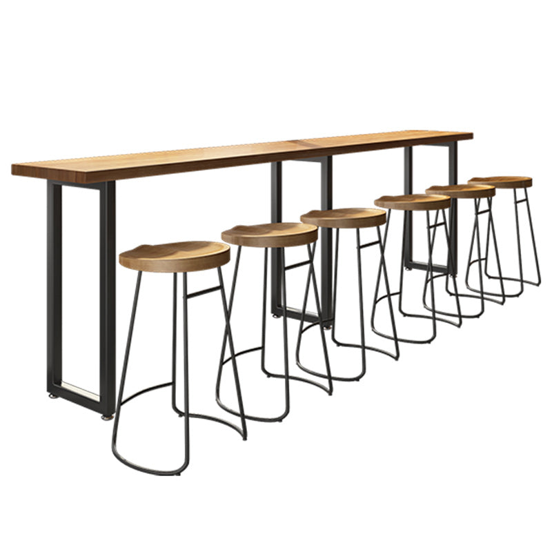 Modern Style 1/7 Pieces Bar Table Set Rectangle Pine Wood Counter Table for Balcony