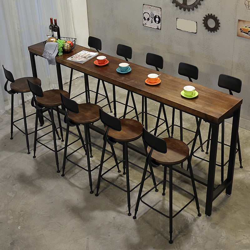 1/6/11 Pieces Industrial Rectangular Pub Table Set Solid Wood Counter Table Set
