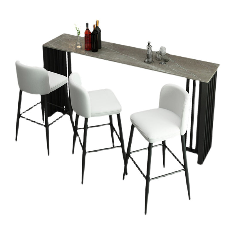 Industrial 1/2/4 Pieces Table and Stool Set Rectangle Indoor Stone Counter Height Set