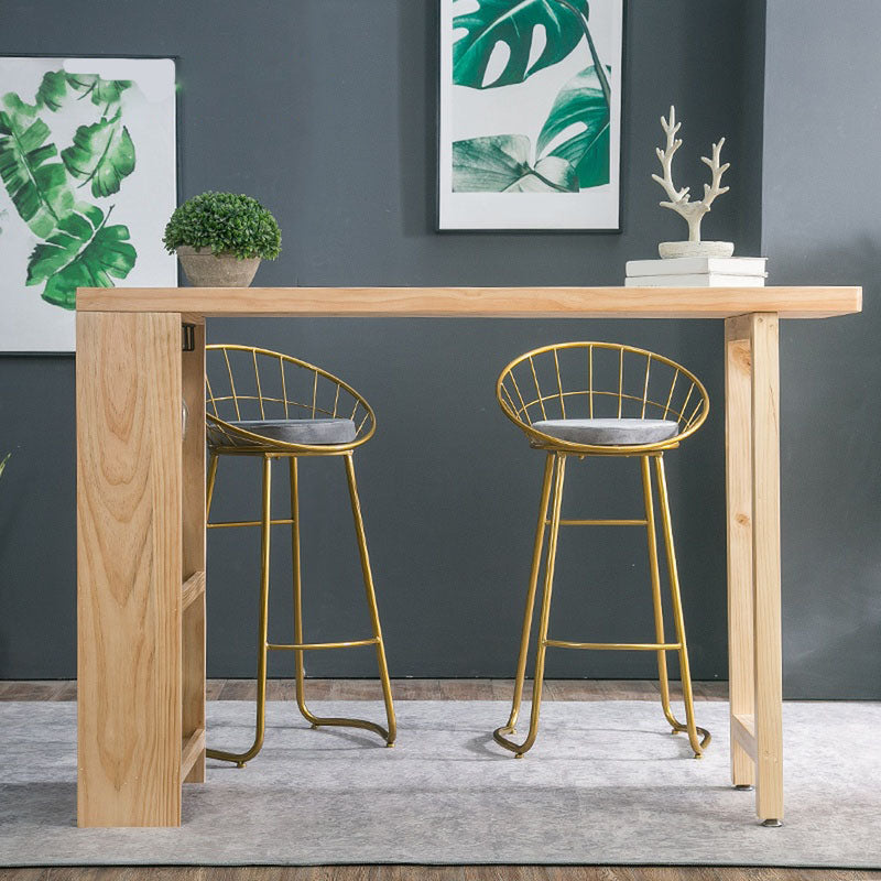 Modern Bar Table Set 1/3 Pieces Rectangle Pine Wood Counter Table for Milk Tea Shop