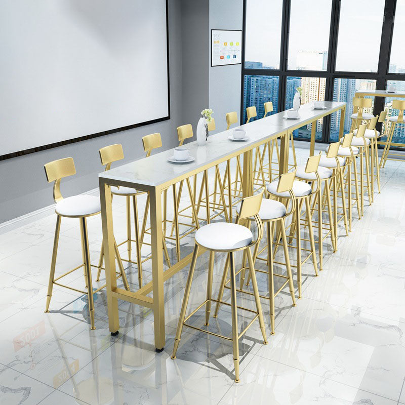 Glam 1/2/5 Pieces Bar Table Set Rectangle Bar Table with Metal High Stools for Home