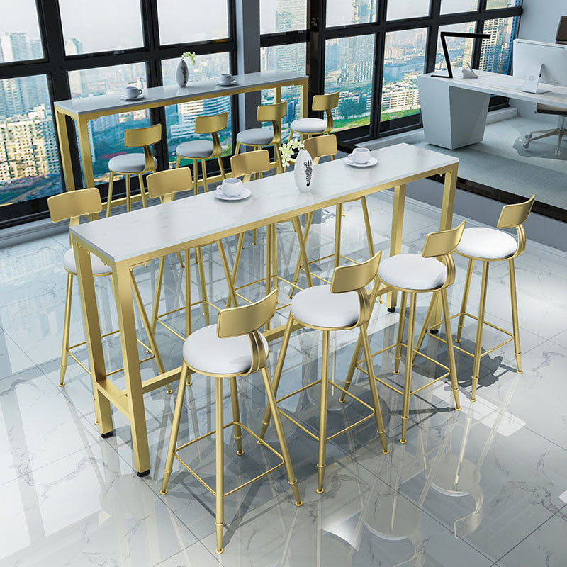 Glam 1/2/5 Pieces Bar Table Set Rectangle Bar Table with Metal High Stools for Home