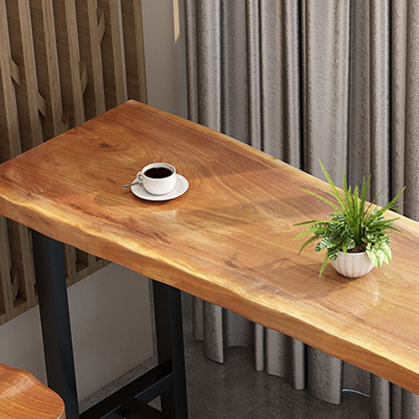 Modern 1/9 Pieces Bar Table Set Rectangle Pine Wood Counter Table with Stools for Balcony