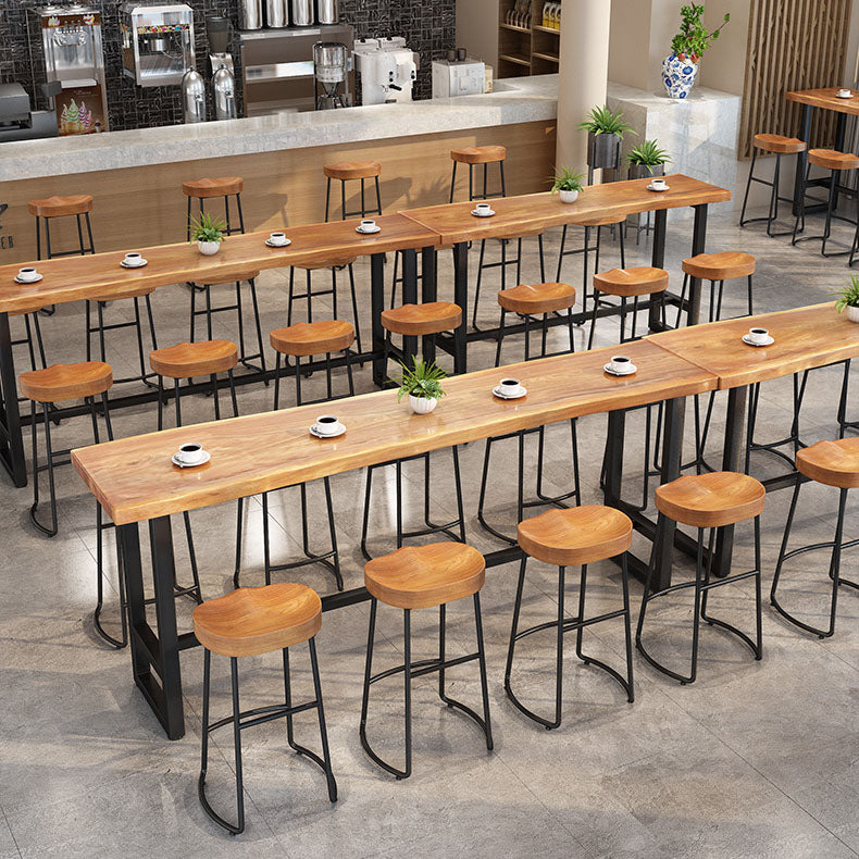 Modern 1/9 Pieces Bar Table Set Rectangle Pine Wood Counter Table with Stools for Balcony