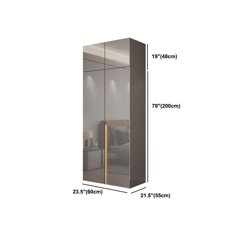 Contemporary Style Wood Wardrobe Gray Colour 1-Drawer Wardrobe Closet for Home
