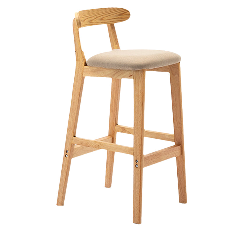 Armless Upholstered Bar Stool Modern Low Back Bar Stool with Wooden Legs