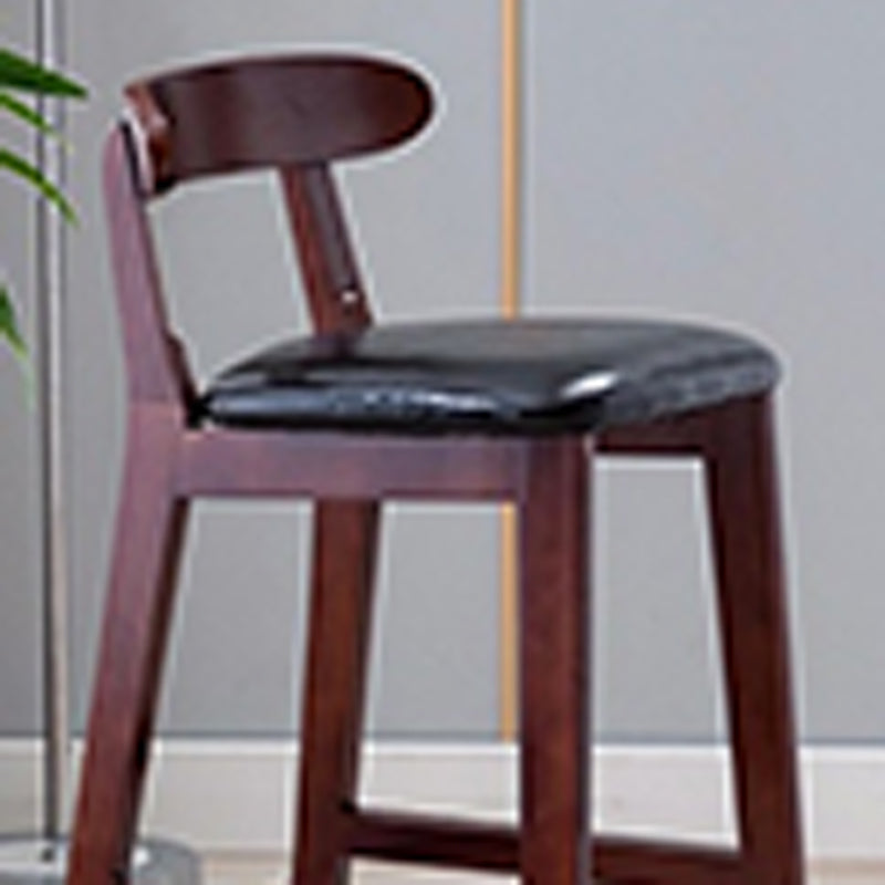 Armless Upholstered Bar Stool Modern Low Back Bar Stool with Wooden Legs