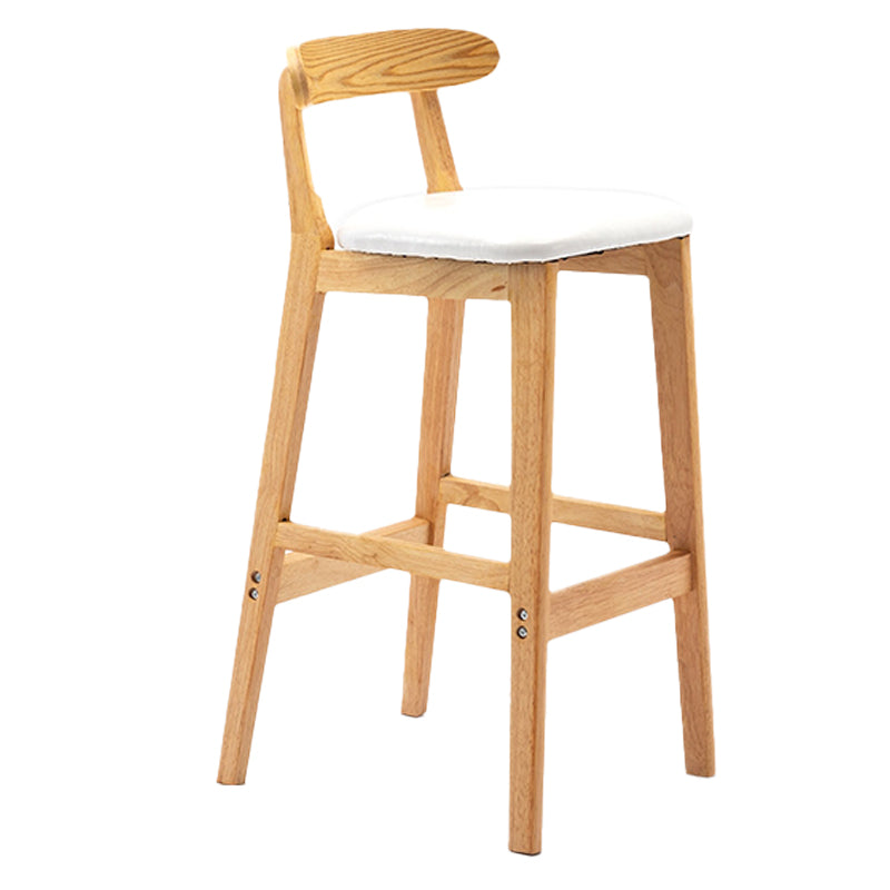 Armless Upholstered Bar Stool Modern Low Back Bar Stool with Wooden Legs