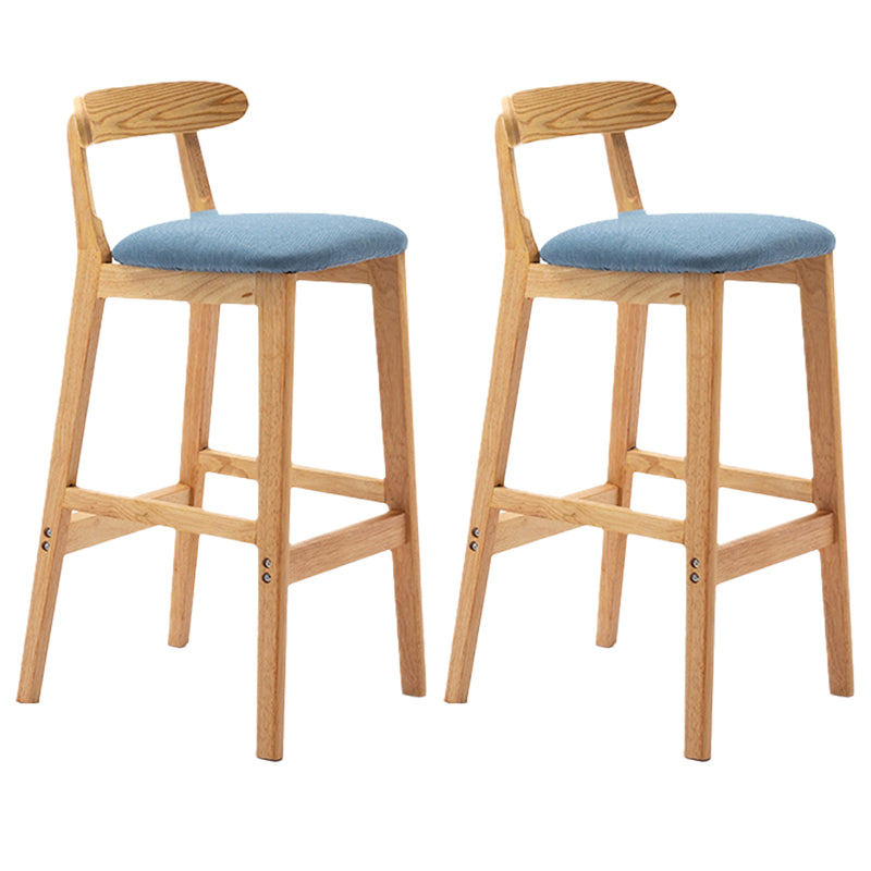 Armless Upholstered Bar Stool Modern Low Back Bar Stool with Wooden Legs
