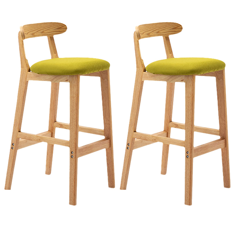 Armless Upholstered Bar Stool Modern Low Back Bar Stool with Wooden Legs