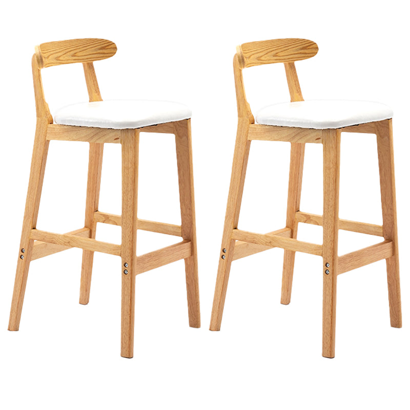 Armless Upholstered Bar Stool Modern Low Back Bar Stool with Wooden Legs