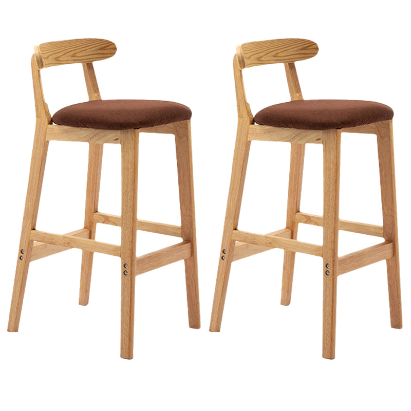 Armless Upholstered Bar Stool Modern Low Back Bar Stool with Wooden Legs