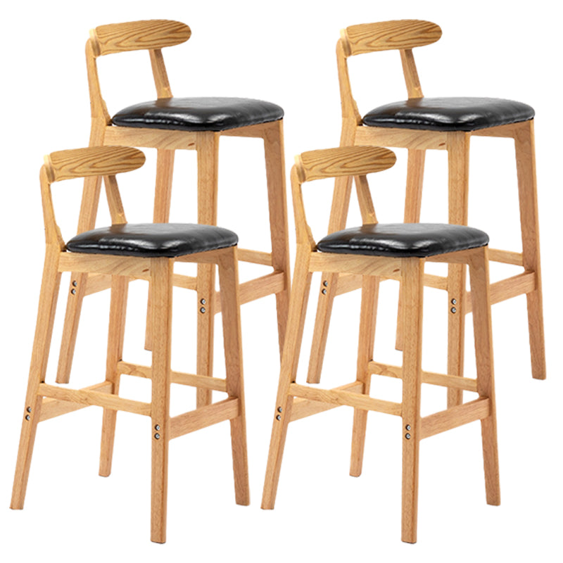 Armless Upholstered Bar Stool Modern Low Back Bar Stool with Wooden Legs