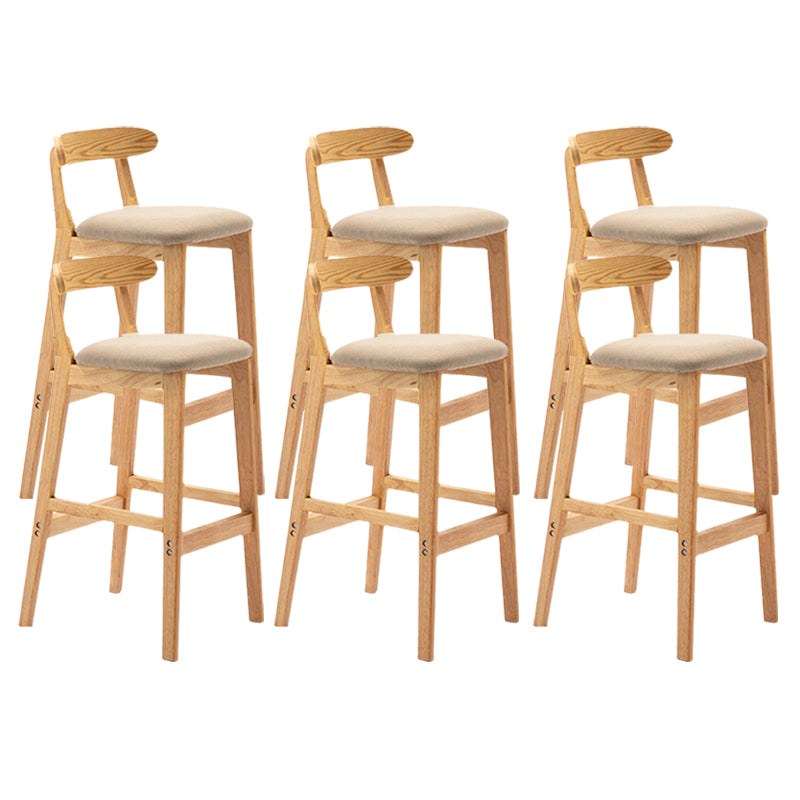 Armless Upholstered Bar Stool Modern Low Back Bar Stool with Wooden Legs