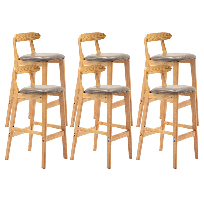 Armless Upholstered Bar Stool Modern Low Back Bar Stool with Wooden Legs