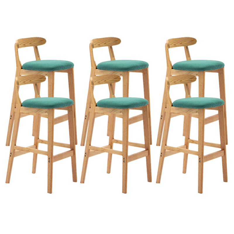 Armless Upholstered Bar Stool Modern Low Back Bar Stool with Wooden Legs