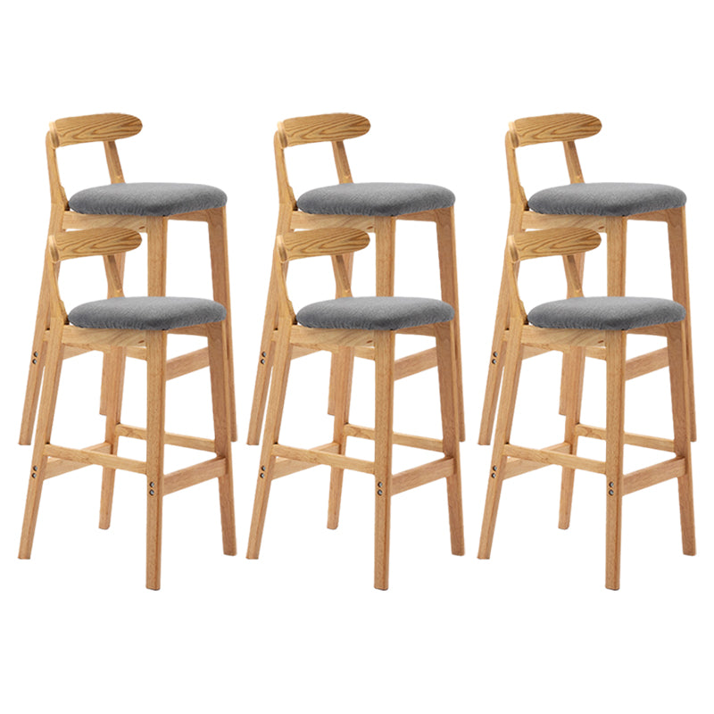 Armless Upholstered Bar Stool Modern Low Back Bar Stool with Wooden Legs