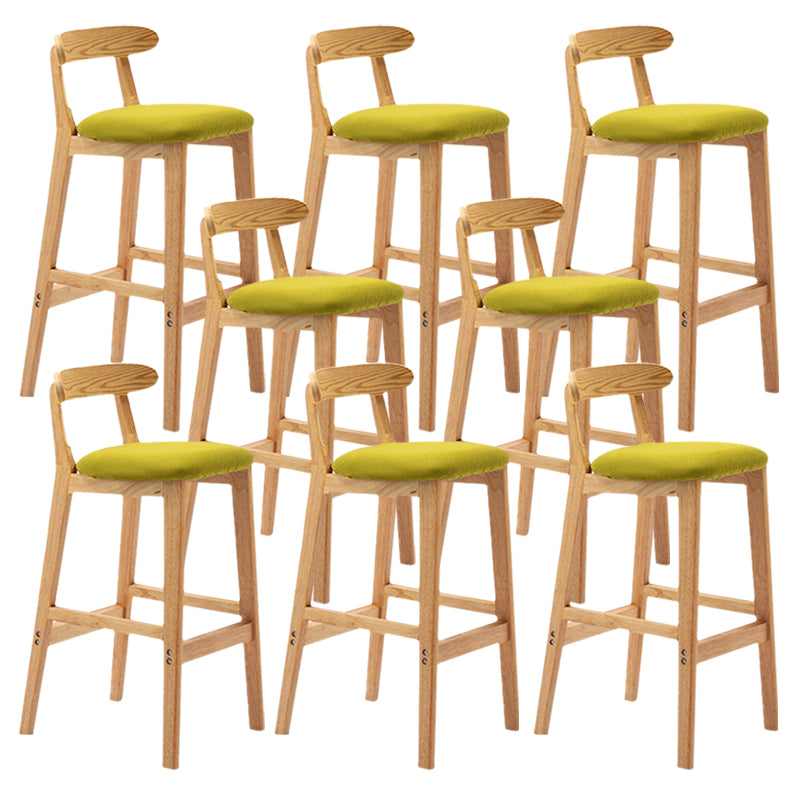 Armless Upholstered Bar Stool Modern Low Back Bar Stool with Wooden Legs